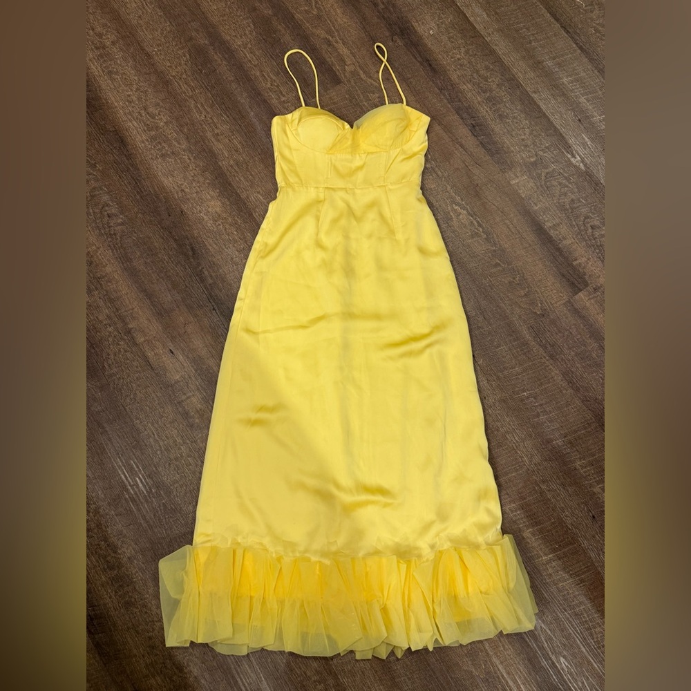 Hello Molly Yellow Satin Dress